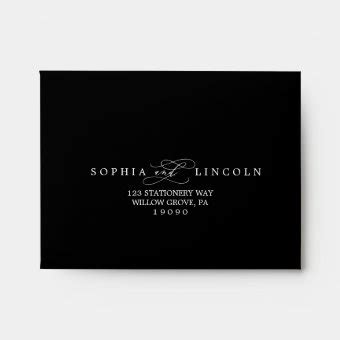 Romantic Calligraphy Black Self Addressed Rsvp Envelope Zazzle