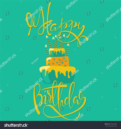 Happy Birthday Card Cake Candles Birthday Vector De Stock Libre De Regalías 470262686