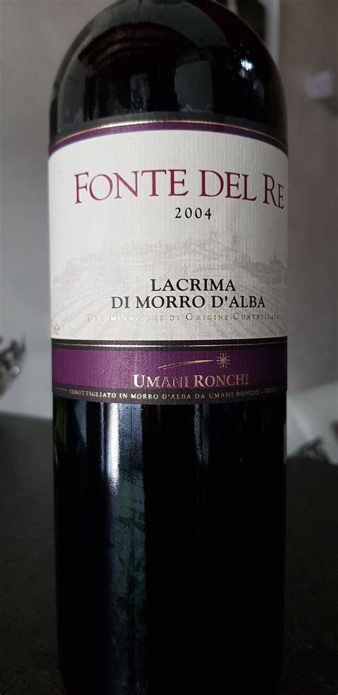 Fonte Del Re 2004 Lacrima Di Morro DAlba Doc Umani Ronchi Wine