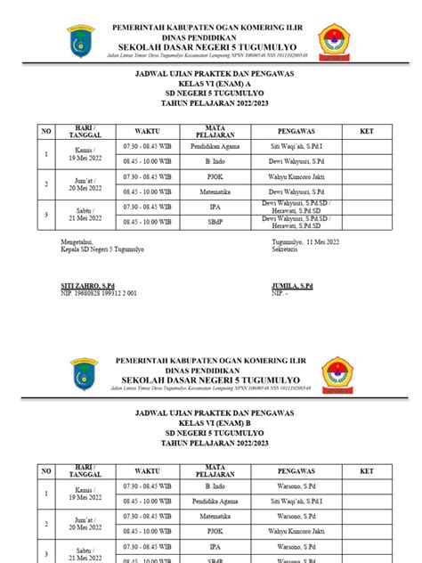 Jadwal Ujian Praktek Dan Pengawas Ujian Praktek Pdf