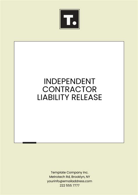 Free Independent Contractor Liability Release Template Edit Online