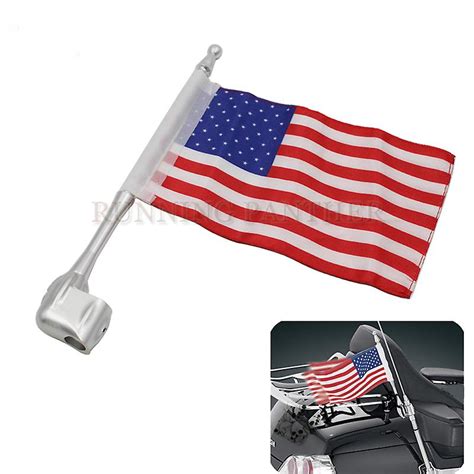 Custom Motorcycle Black Rear Side Mount Flag Pole With Usa Flag For