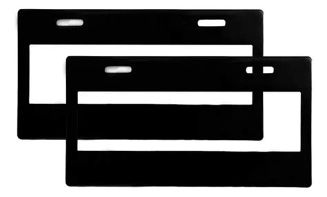 Par Porta Placas Marco Ancho Negro Liso Universal Lujo