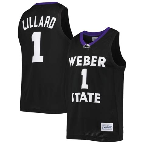 Men's Original Retro Brand Damian Lillard Black Weber State Wildcats ...