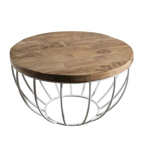 Macabane Alida Table Basse Coque Ronde X Cm Plateau Teck Recycl