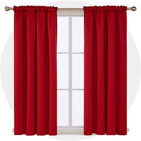 Deconovo Red Blackout Curtains Rod Pocket Curtain Panels Room Darkening ...