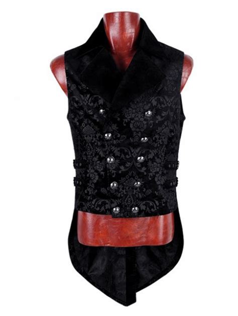 Black Printing Pattern Gothic Vest For Men Devilnight Co Uk