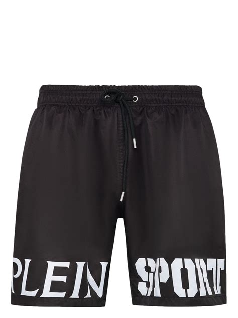 Plein Sport Logo Print Swimming Shorts Farfetch