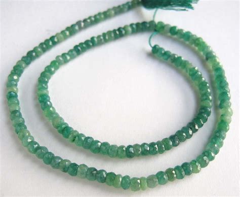 Emerald Faceted Mm Rondelle Beads Treated