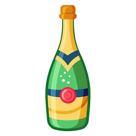 Champagne Bottle Clipart Cartoon Style Vector Illustration Premium Ai