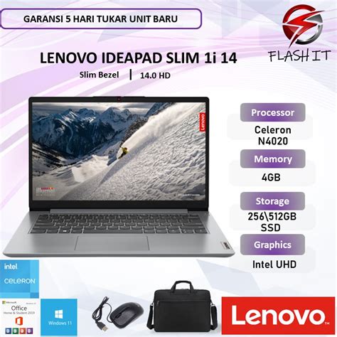 Jual Laptop Lenovo Ideapad Slim 1i 14 N4020 4gb 512ssd W11 Ohs 14 0 Inch Hd Shopee Indonesia