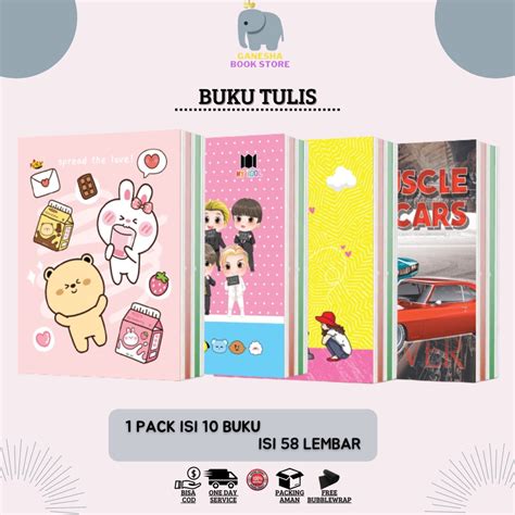 Jual BUKU TULIS KIKY 58 LEMBAR MOTIF RANDOM PER PACK Shopee Indonesia