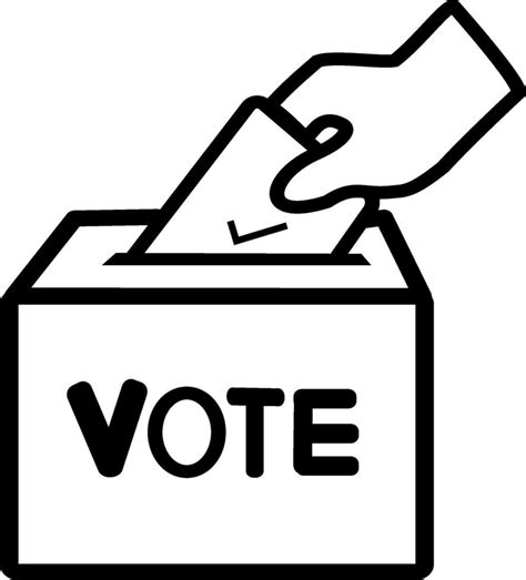 Hand Voting Ballot Box Icon Election Vote Concept Simple Line Design