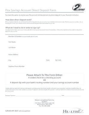 Fillable Online 2nd Wind Flex Direct Deposit Form Fax Email Print