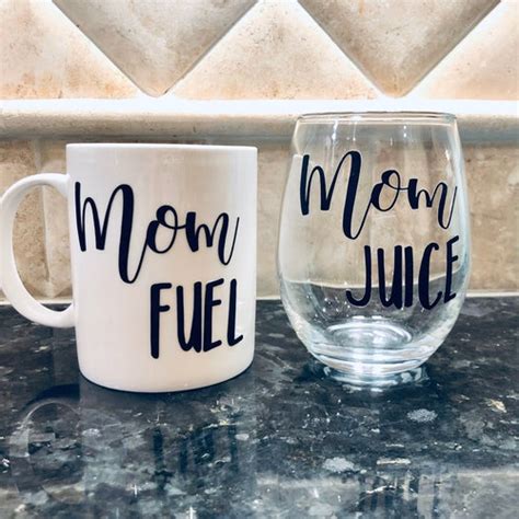 Mom Juice Mom Fuel Stemless Wine Glass And Coffee Mug Etsy