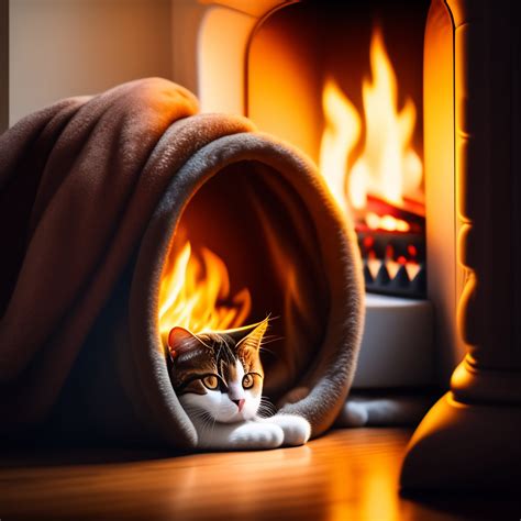 Lexica A Cat Snuggled Up Next To A Warm And Comforting Fireplace No