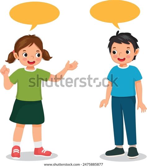 Happy Cute Kids Boy Girl Talking Stock Vector Royalty Free 2475885877