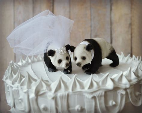 Panda Bear Wedding Cake Topper Bride And Groom Decorations Asia Zoo