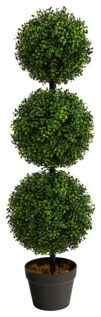 3 Boxwood Triple Ball Topiary Artificial Tree Indooroutdoor Modern Artificial Plants And