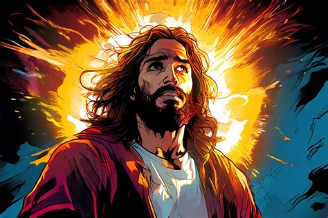 Jesus Christ Portrayed In The Dynamic Style Of A Graphic Nov By