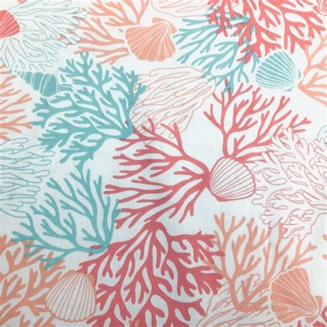 Coral Reef Upholstery Fabric Nautical Fabric By The Yard Etsy