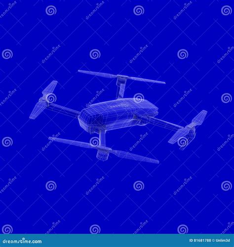 Drone Blueprint. 3d Rendering Stock Illustration - Illustration of ...