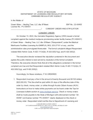 Fillable Online Med Consent Order And Stipulation Signed By