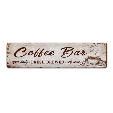 Metal Sign Coffee Bar Retro Decor Art Sign Home Kitchen