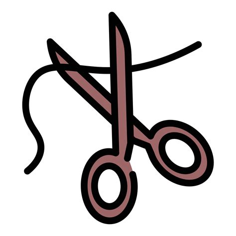 Scissors Cut Thread Icon Color Outline Vector Vector Art At