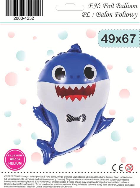 Balon Foliowy Baby Shark Niebieski Cm Cm Indywidualne Balony