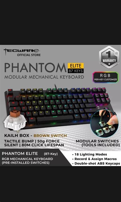 Tecware Phantom Elite Hot Swappable Gaming Mechanical Keyboard Computers Tech Parts