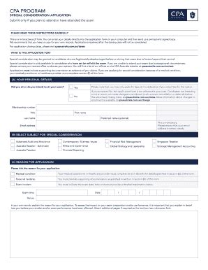 Form Au Cpa Program Special Consideration Application Fill