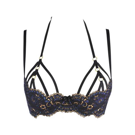 Lingerie Sexy Soutien Gorge Redresse Seins Bleu Et Dor V