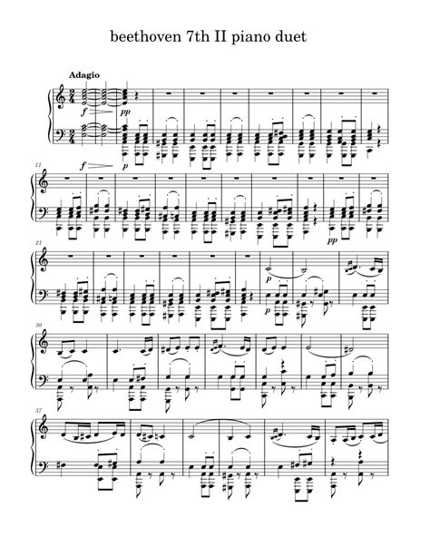 Beethoven Symphony no. 7: 2nd Movement Piano Duet Sheet music for Piano ...