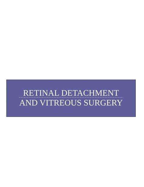 Pdf Retinal Detachment And Vitreous Surgerymumbairetinacenter Pdf