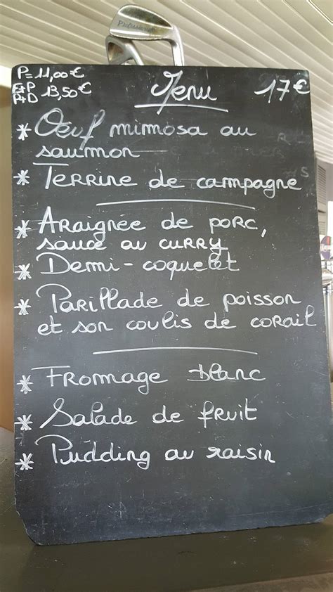 Menu Au Restaurant Les Douze Etangs Fiac