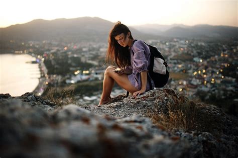 Wallpaper Sunlight Women Outdoors Model Sunset Sea Cityscape