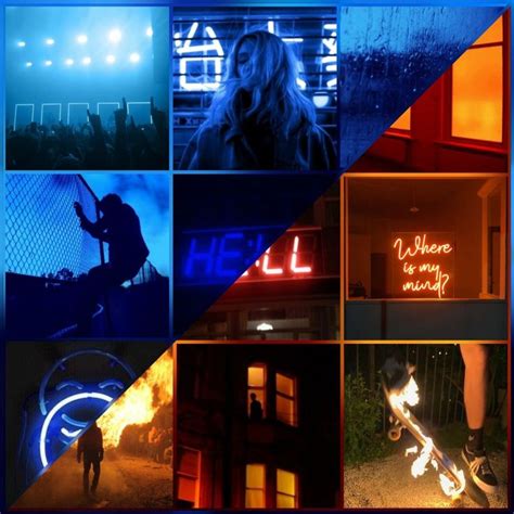 Blue Orange Grunge Moodboard Mood Board Design Mood Board