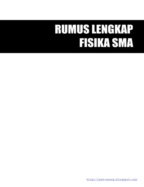 Rumus Lengkap Fisika Sma