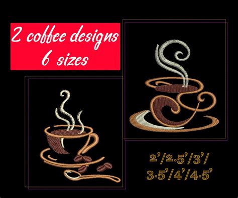 Machine Embroidery Design Coffee Cups Instant Download Kitchen Mug Rug Embroidery Design Set