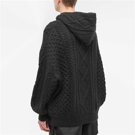 Fear Of God Essentials Core 23 Cable Knit Hoodie Black End