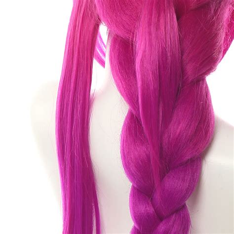 In Stock Lol Ahri Cosoplay Wig Straight Long Braided Rose Red Hair