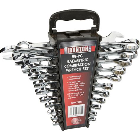 Ironton Sae Metric Combination Wrench Set — 22 Pc Northern Tool