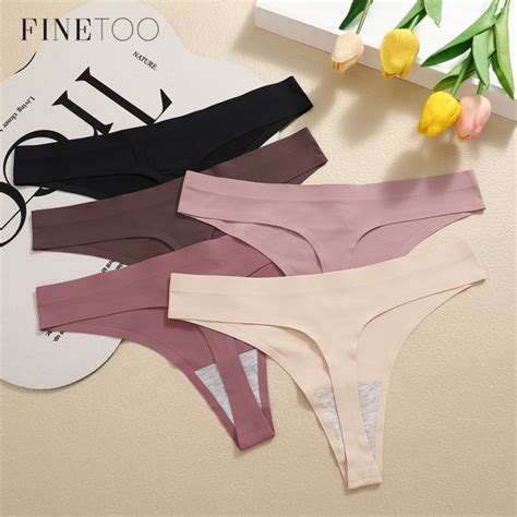 FINETOO Seamless Bikini Thong For Women T Back Low Waist G String Panties Soft And Comfortable
