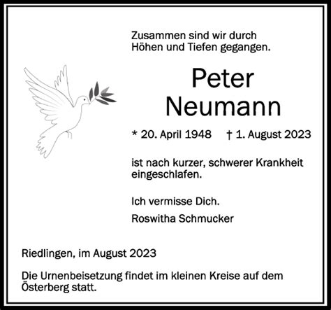 Traueranzeigen Von Peter Neumann Schwaebische De Trauerportal