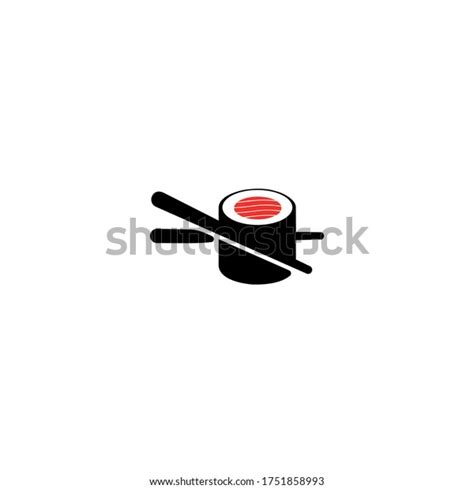 Logo De Sushi Pescado Restaurante Japón Palillos Con Rollo De Sushi