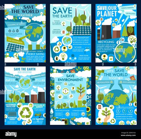 Save Earth posters for ecology protection and environment conservation ...