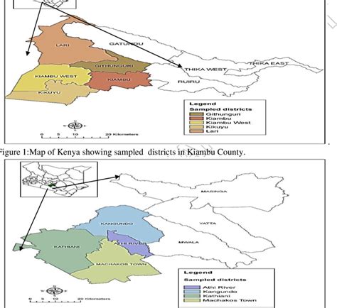 Map Of Kenya Showing Sampled Districts In Machakos County Download