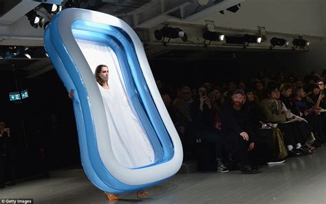 London Fashion Week: Models walk in plastic inflatables | Daily Mail Online