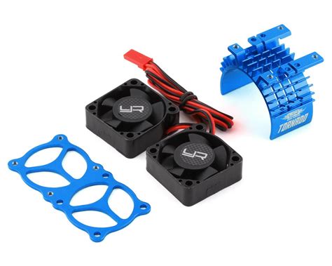 Yeah Racing Aluminum 540 550 Motor Heat Sink W Twin Tornado Fans Blue